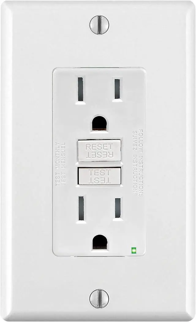 Alt view image 7 of 7 - Leviton 2-Pack GFCI, 15 Amp Tamper-Resistant Receptacle with Led Indicator, GFTR1-2PK, White