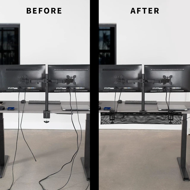 Alt view image 5 of 7 - VIVO Mesh 91 cm Clamp-on Under Desk Cable Net, Workstation Wire Organizer, Cable Management for Home and Office, Black, DESK-AC36MH