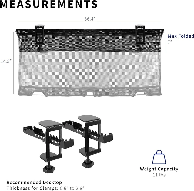 Alt view image 6 of 7 - VIVO Mesh 91 cm Clamp-on Under Desk Cable Net, Workstation Wire Organizer, Cable Management for Home and Office, Black, DESK-AC36MH