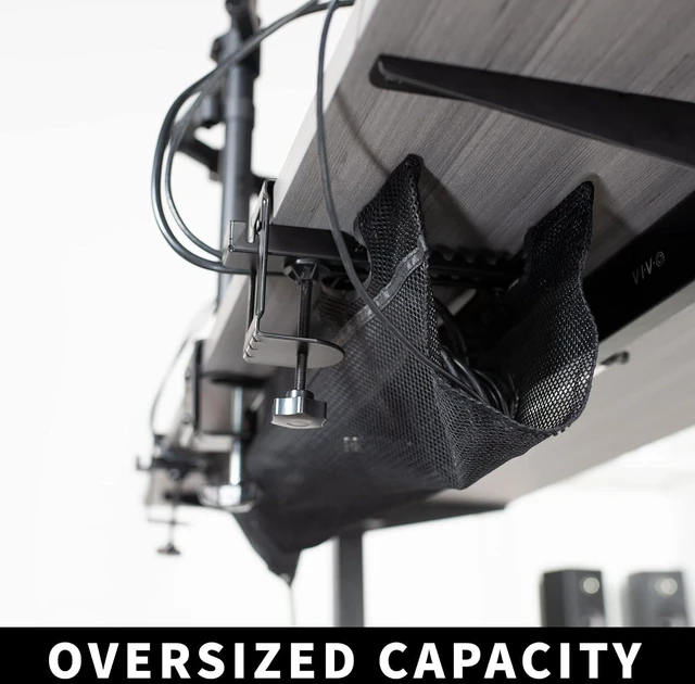 Alt view image 7 of 7 - VIVO Mesh 91 cm Clamp-on Under Desk Cable Net, Workstation Wire Organizer, Cable Management for Home and Office, Black, DESK-AC36MH