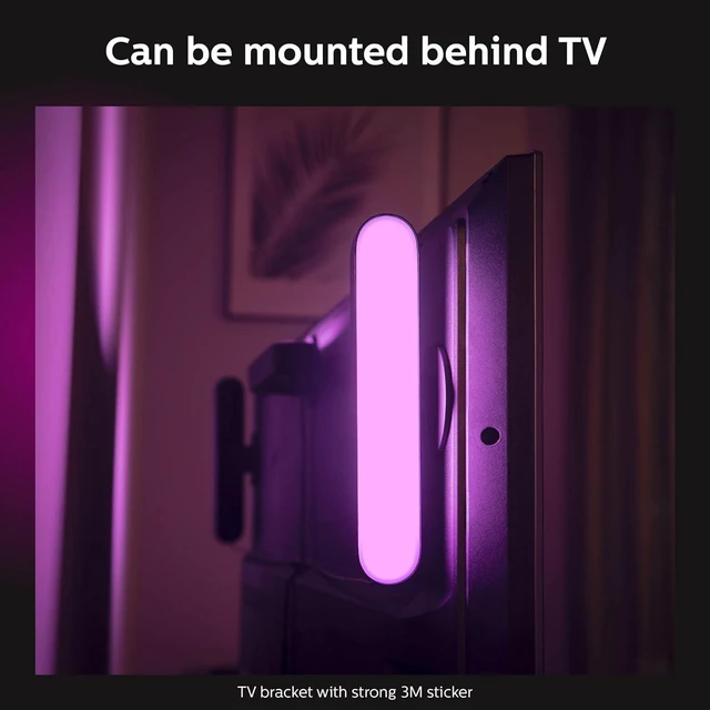 Alt view image 6 of 7 - Philips Hue Smart Play Light Bar Base Kit, Black - White & Color Ambiance LED Color-Changing Light - 1 Pack - Requires Bridge - Control with App - Works with Alexa, Google Assistant and Apple HomeKit