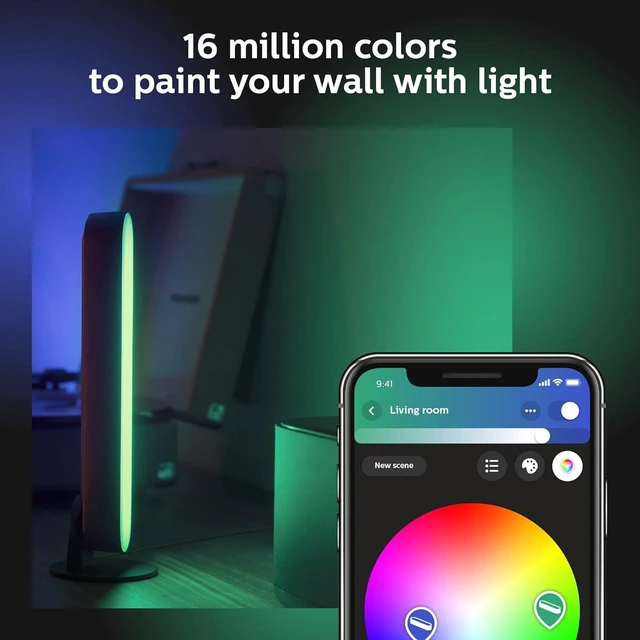 Alt view image 5 of 7 - Philips Hue Smart Play Light Bar Base Kit, Black - White & Color Ambiance LED Color-Changing Light - 1 Pack - Requires Bridge - Control with App - Works with Alexa, Google Assistant and Apple HomeKit