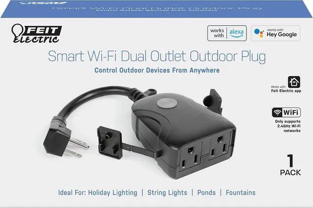 Alt view image 2 of 7 - Feit Electric 120V 15A Smart WiFi Enabled Dual Outlet Wall Plug
