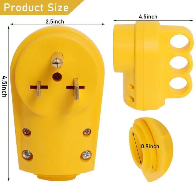 Alt view image 5 of 7 - 50 Amp RV Plug Replacement Male and Female Plug Set, NEMA 6-50 Plug & 6-50 Receptacle 3-Prong 240V Heavy Duty Welder Plug for Campers, Trailer & EV