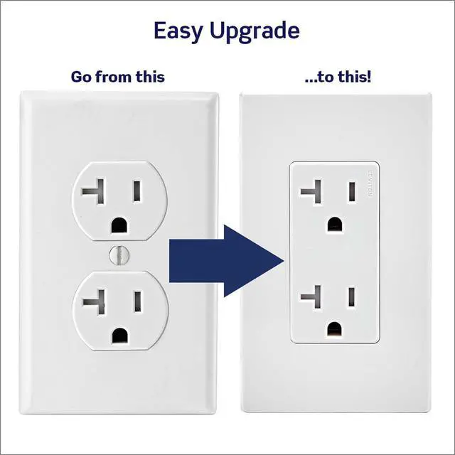 Alt view image 7 of 7 - Leviton Lever Edge 20 Amp 10-Pack, Tamper-Resistant Duplex Receptacle Outlet, E5825-0MW, White
