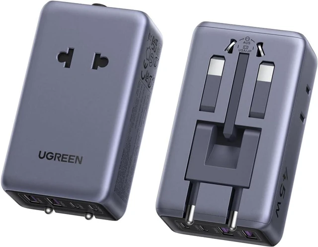 Main image of UGREEN 45W Universal Travel Adapter, 6 in 1 Fordable International Power Plug Adapter PD Fast Charging with 2AC 2USB-A 2USB-C Port, Worldwide Travel Essentials for EU UK US AUS(Type C/G/A/I)