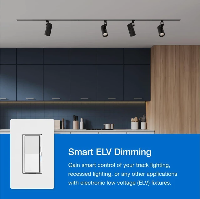 Alt view image 3 of 7 - Lutron Diva Smart Dimmer Switch ELV+ for Caseta Smart Lighting (Lutron Smart Hub Required), 250-Watt LED, Neutral Required, DVRF-5NE-WH, White