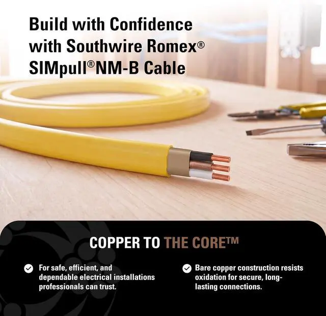 Alt view image 5 of 7 - Southwire Romex SIMpull 25 ft. 12/2 Solid CU NM-B W/G Wire, 28828221