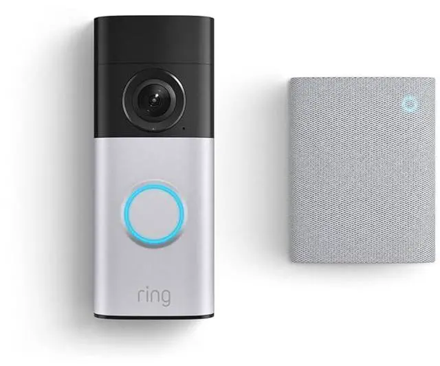 Main image of Ring Wired Doorbell Plus (Newest Model), Nickel Silver with Chime (Newest Model), White