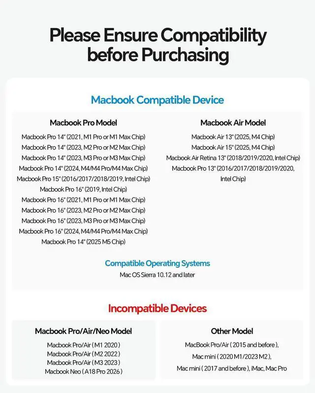 Alt view image 3 of 7 - MacBook Docking Station Dual Monitor 4K@60Hz for MacBook Pro/Air M5/M4, Vertical Dock Stand with M.2 NVMe SSD Enclosure, 2 HDMI, 100W PD, 10Gbps USB A/C, Ethernet for Home & Office - Black