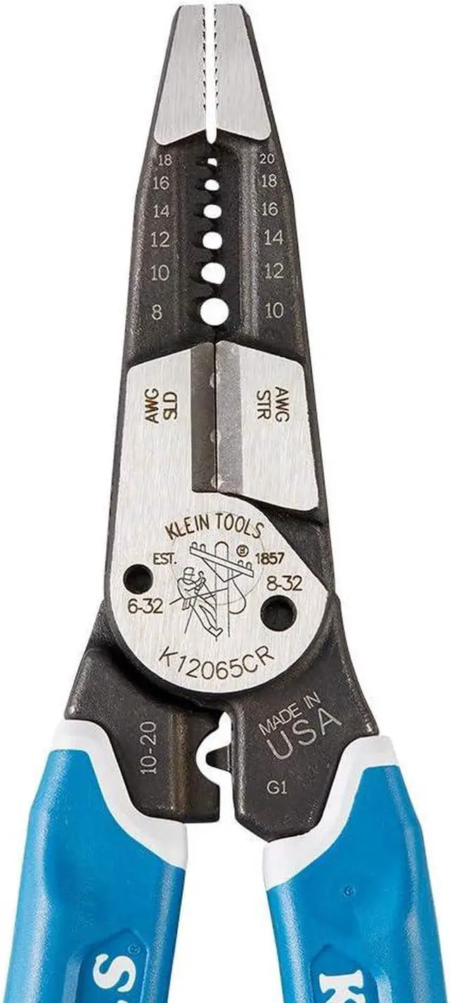 Alt view image 5 of 7 - Klein Tools K12065CR Wire Stripper/Cutter/Crimper Tool, for Cutting, Stripping, Crimping, Twisting (8-18 AWG Solid, 10-20 AWG Stranded)