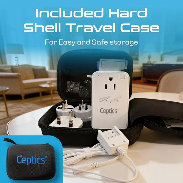 Alt view image 5 of 7 - Ceptics Step Down Voltage Converter US to Europe - 200W Convert 220V to 110V for Curling Iron, Straightener, Charger USB-A & C Fast Charging SwadApt Type A, B, C, E/F, G, I Included