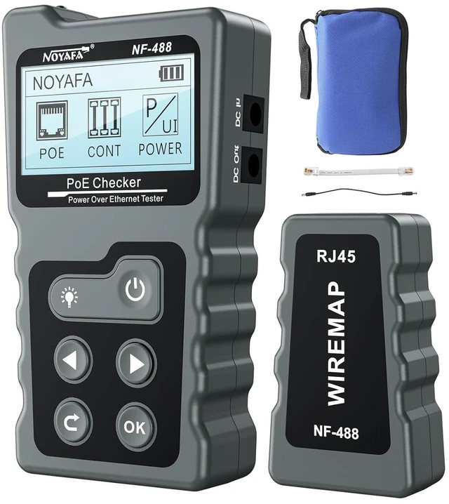 Alt view image 2 of 7 - NOYAFA NF-488 Network Cable Tester, POE Powered Ethernet Cable Tester, RJ45 Tester Kit for CAT5e/CAT6/CAT6a, RJ45 Continuity Check, Switch Loopback POE Detector, LAN Cable Tester Loop Test Tool