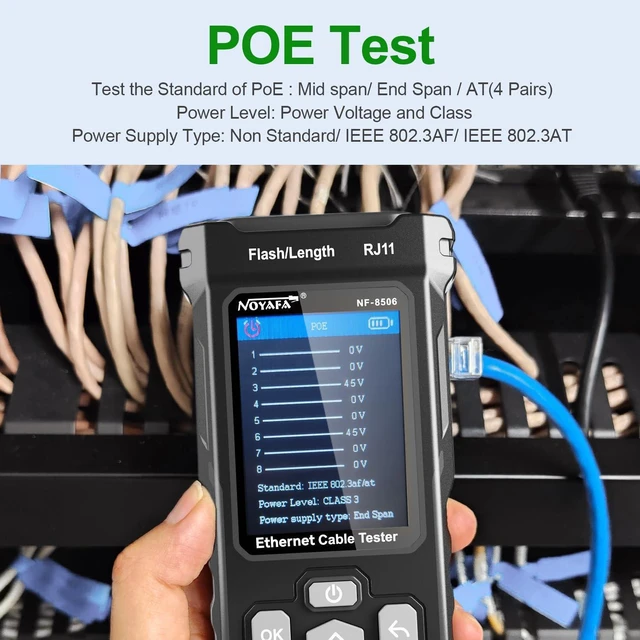 Alt view image 3 of 7 - NOYAFA Network Cable Tester with IP Scanner, CAT5 CAT6 Ethernet Cable Tester, PoE PingTest, Network Rate Test, Port Flashing, Network Tester Cable Toner for RJ11 RJ45 Ethernet LAN