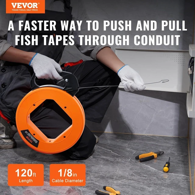 Alt view image 2 of 7 - VEVOR Fish Tape, 120-foot, 1/8-inch, Steel Wire Puller with Optimized Housing and Handle, Easy-to-Use Cable Puller Tool, Flexible Wire Fishing Tools for Walls and Electrical Conduit, Non-Conductive