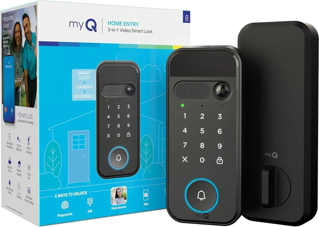 Main image of myQ Secure View 3-in-1 Smart Lock with 2K HDR Video Doorbell Camera, Face Access, Fingerprint Access, PIN & App Control Intelligent Entry with Built-in Camera, Color Night Vision & Two-Way Audio