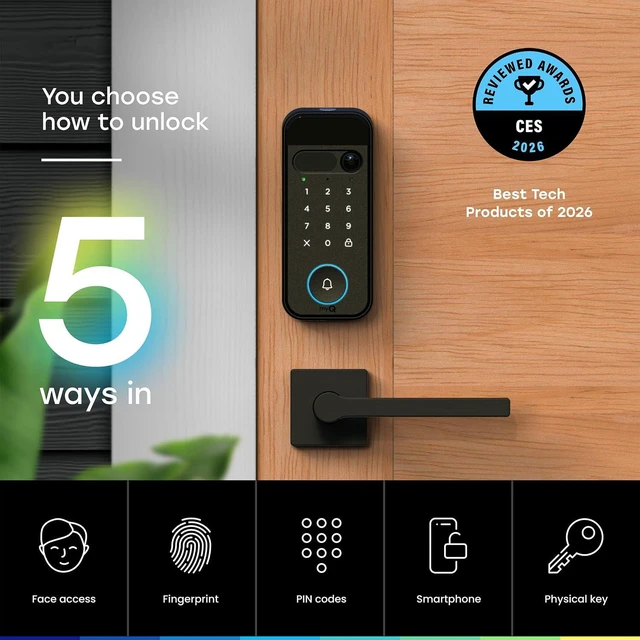 Alt view image 4 of 7 - myQ Secure View 3-in-1 Smart Lock with 2K HDR Video Doorbell Camera, Face Access, Fingerprint Access, PIN & App Control Intelligent Entry with Built-in Camera, Color Night Vision & Two-Way Audio