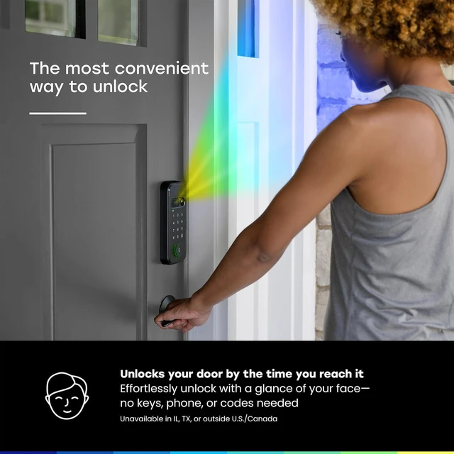 Alt view image 5 of 7 - myQ Secure View 3-in-1 Smart Lock with 2K HDR Video Doorbell Camera, Face Access, Fingerprint Access, PIN & App Control Intelligent Entry with Built-in Camera, Color Night Vision & Two-Way Audio