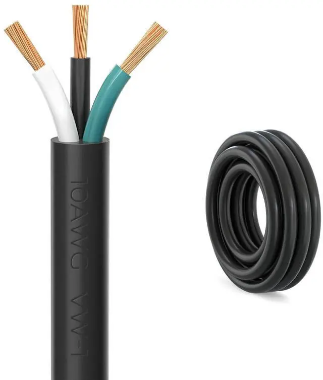 Main image of FIRMERST 10 Gauge 3 Conductor Power Cable SJTW 300V, 10 FT | 10/3, Pure copper, Flexible jacket, For routing, tools and power setups