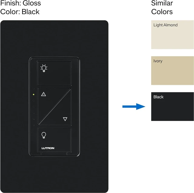 Alt view image 2 of 7 - Lutron PD-6WCL-BL Caseta Wireless 600/150-Watt Single Pole In-Wall Dimmer, Black