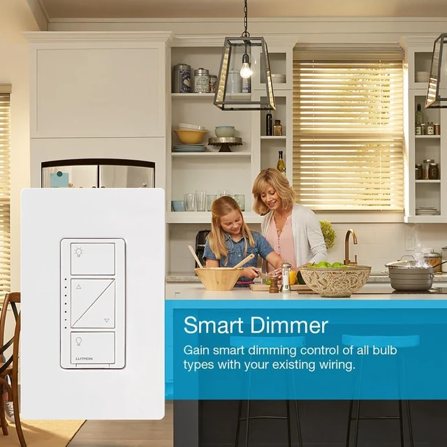 Alt view image 7 of 7 - Lutron PD-6WCL-BL Caseta Wireless 600/150-Watt Single Pole In-Wall Dimmer, Black
