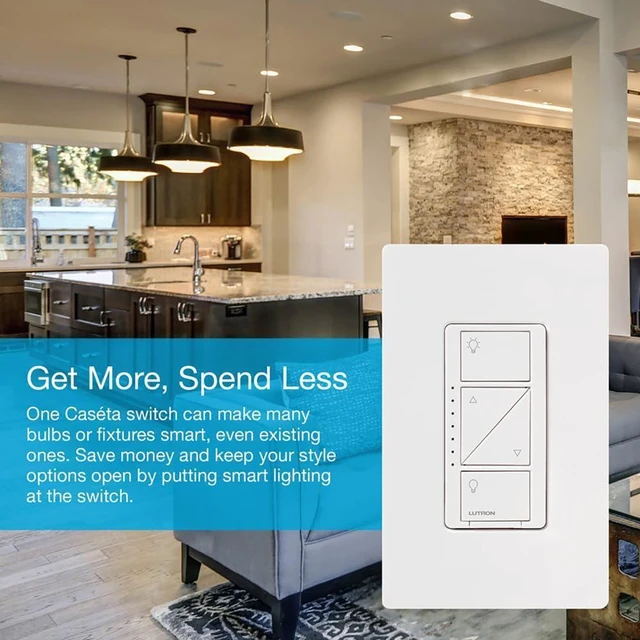 Alt view image 6 of 7 - Lutron PD-6WCL-BL Caseta Wireless 600/150-Watt Single Pole In-Wall Dimmer, Black