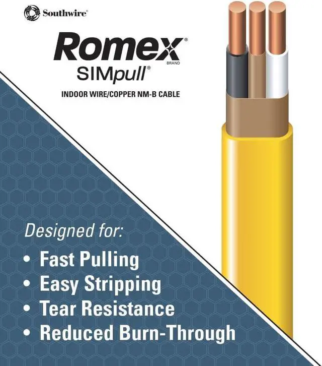 Alt view image 6 of 7 - Southwire Romex Brand Simpull Solid Indoor 12/2 W/G NMB Cable 100ft Coil - SW# 28828228