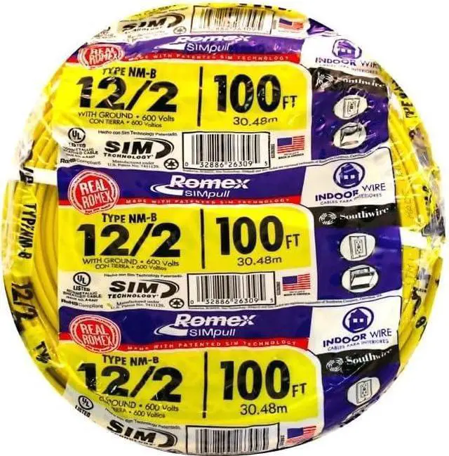 Alt view image 7 of 7 - Southwire Romex Brand Simpull Solid Indoor 12/2 W/G NMB Cable 100ft Coil - SW# 28828228