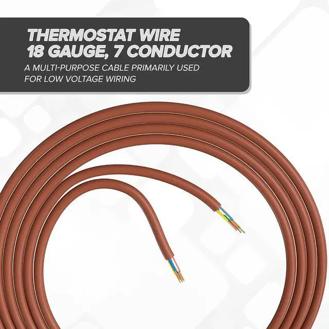 Alt view image 3 of 7 - Thermostat Wire 18/7 - Brown - Solid Copper 18 Gauge, 7 Conductor - CL2 (UL Listed) CMR Riser Rated (CL3) - Residential, Commercial and Industrial Rated - 18-7, 25 Feet