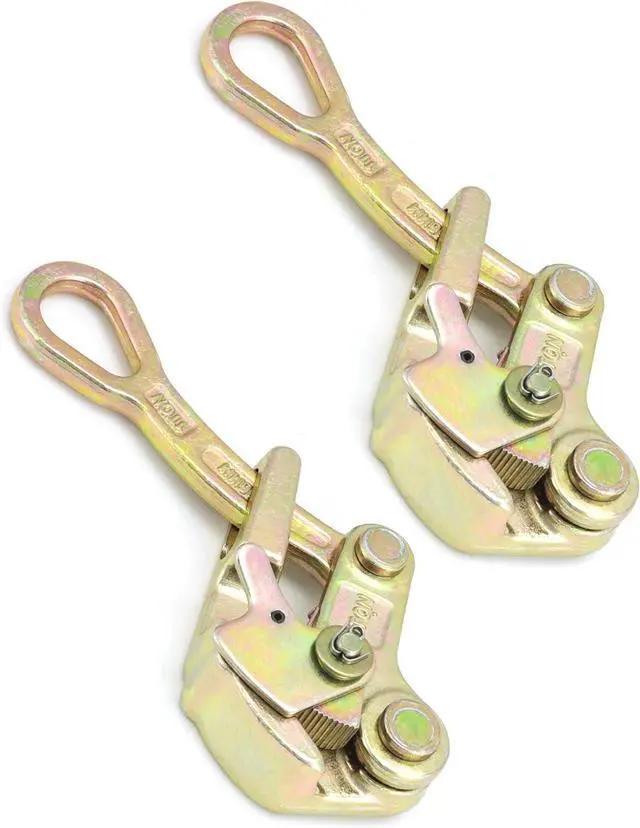 Main image of QWORK 2 Pack 1 T Cable Grip Wire Grip Steel Rope Jaw Puller for Wire Rope, Pulling 2204 Lbs