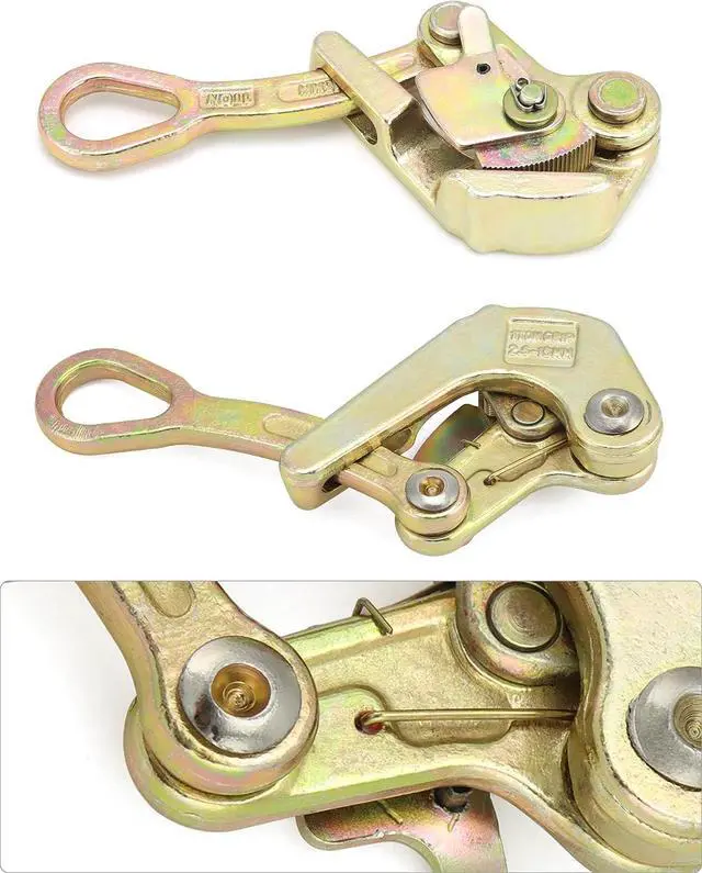 Alt view image 2 of 7 - QWORK 2 Pack 1 T Cable Grip Wire Grip Steel Rope Jaw Puller for Wire Rope, Pulling 2204 Lbs