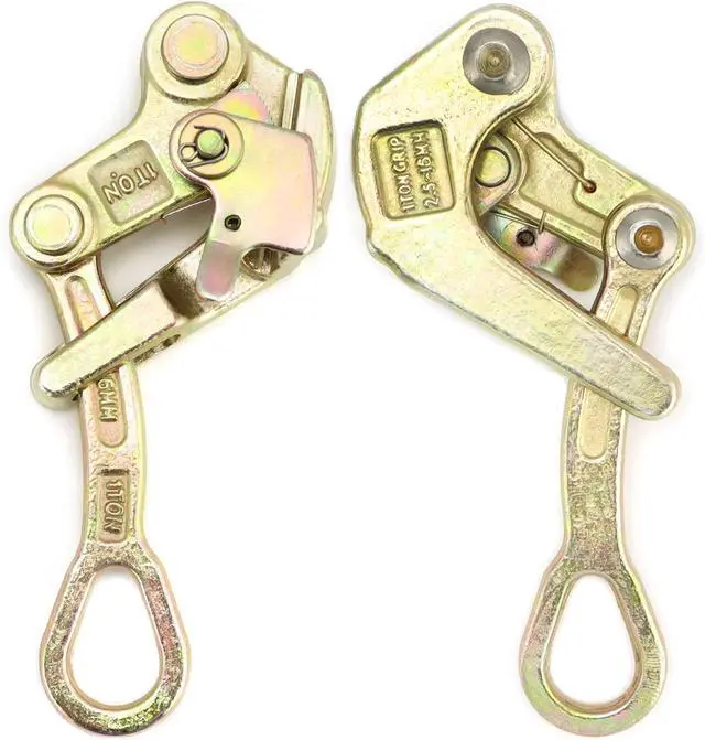 Alt view image 3 of 7 - QWORK 2 Pack 1 T Cable Grip Wire Grip Steel Rope Jaw Puller for Wire Rope, Pulling 2204 Lbs