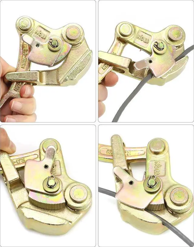 Alt view image 5 of 7 - QWORK 2 Pack 1 T Cable Grip Wire Grip Steel Rope Jaw Puller for Wire Rope, Pulling 2204 Lbs
