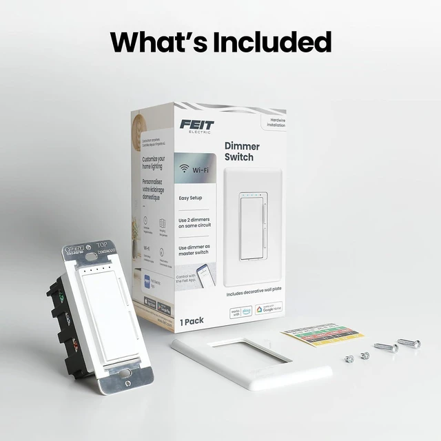 Alt view image 7 of 7 - Feit Electric Smart Dimmer Switch, Neutral Wire Required for Installation, Compatible with Amazon Alexa and Google Assistant, Smart Dimmer Light Switch, White, Model:DIM/WiFi