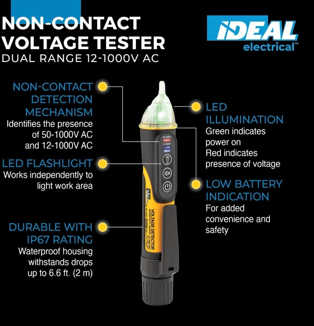 Alt view image 2 of 7 - IDEAL Electrical 61-657 - Dual Range 12-1000V AC NCVT with Flashlight