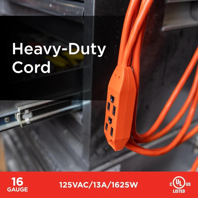 Alt view image 3 of 6 - UltraPro, Orange, GE 50 Foot Extension, 16AWG, Indoor/Outdoor Use, Extra Long Power Cord, UL Listed, 51926, 50 ft, 50 Ft