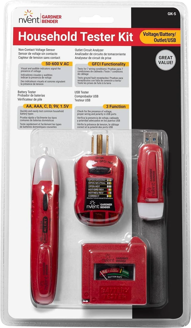 Alt view image 3 of 7 - Gardner Bender GK-5 Household Tester Electrical Test Kit, Red