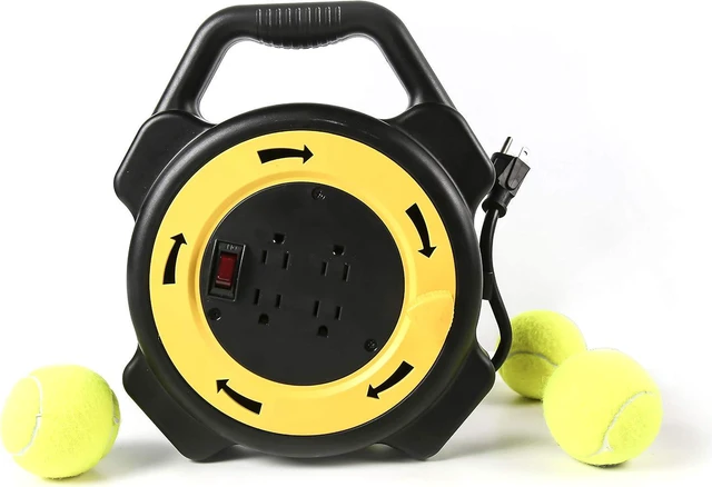 Main image of The Original Connector - The Most Compact Retractable Extension Cord Reel 25 Feet 16/3 AWG 1625W 4 Grounded Outlets UL Listed Black and Yellow