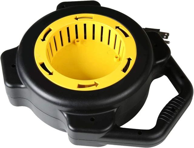 Alt view image 5 of 7 - The Original Connector - The Most Compact Retractable Extension Cord Reel 25 Feet 16/3 AWG 1625W 4 Grounded Outlets UL Listed Black and Yellow