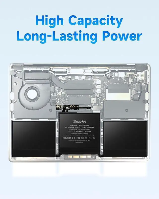 Alt view image 3 of 6 - Replacement Battery for MacBook Pro A1708, 13-Inch, 2016-2017