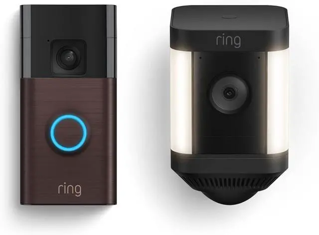 Main image of Ring Battery Doorbell Venetian Bronze + Ring Spotlight Cam Plus Black