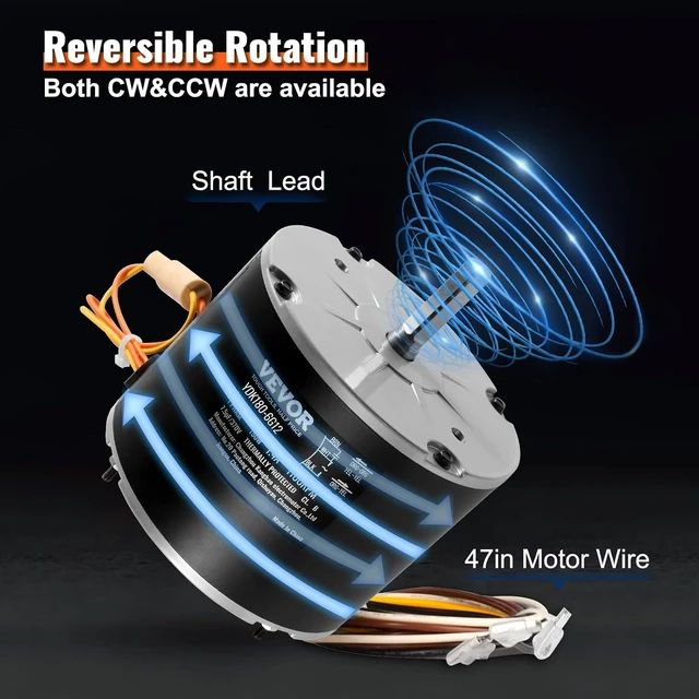 Alt view image 4 of 7 - VEVOR OEM Upgraded Condenser Fan Motor, 1/4 HP 1100RPM, Replacement for ac GE Genteq Carrier Bryant Payne Dayton, 5KCP39EGS070S, 5KCP39EGY823S, 3905, HC39GE237, 6DLL0, Reversible Rotating + Capacitor