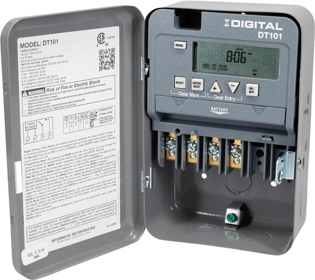 Alt view image 3 of 4 - Intermatic DT101D89 24-Hour Electronic Control Timer - Versatile Programming, Reliable Performance - Indoor/Outdoor Lighting, Pumps, Motors