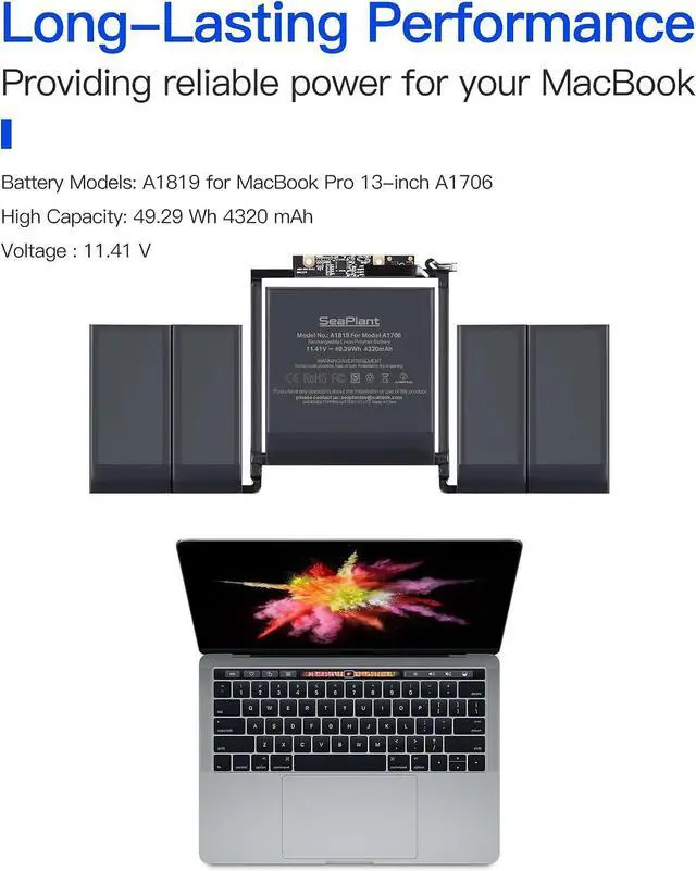 Alt view image 4 of 6 - Replacement Battery for MacBook Pro A1706, 13-Inch, 2016-2017