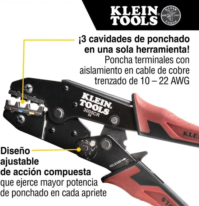 Alt view image 6 of 7 - Klein Tools 11063 8-22 AWG Katapult Wire Stripper and Klein Tools 3005CR Wire Crimper Tool