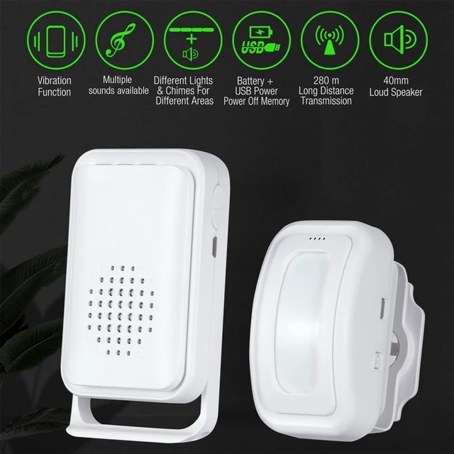 Alt view image 2 of 7 - Motion Sensor Doorbell, Entry Alert Door Chime for Business Store Home System Commercial Door Alarm Detector, Caregiver Reminder for Elderly, Visitor Bell Welcome Buzzer with 1 Sensor & 2 Receiver