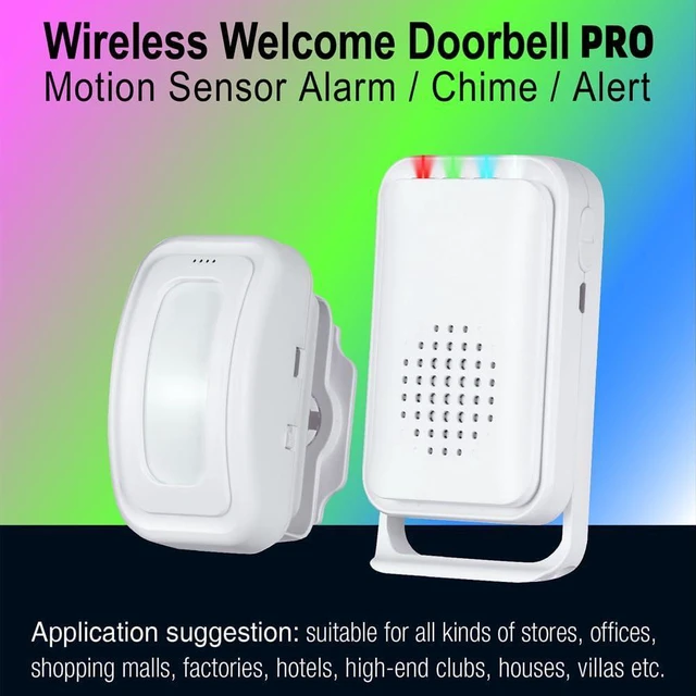Alt view image 3 of 7 - Motion Sensor Doorbell, Entry Alert Door Chime for Business Store Home System Commercial Door Alarm Detector, Caregiver Reminder for Elderly, Visitor Bell Welcome Buzzer with 1 Sensor & 2 Receiver