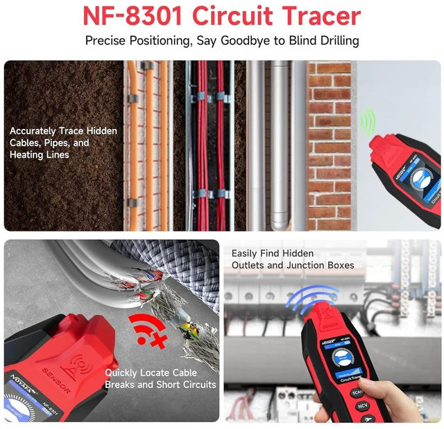 Alt view image 2 of 7 - NOYAFA NF-8301 Circuit Tracer - Underground Circuit Breaker Finder & Digital Multimeter, 8 Level Sensitivity Adjustment, Rechargeable Wire Tracer for Fuses, Irrigation, Wall Wires