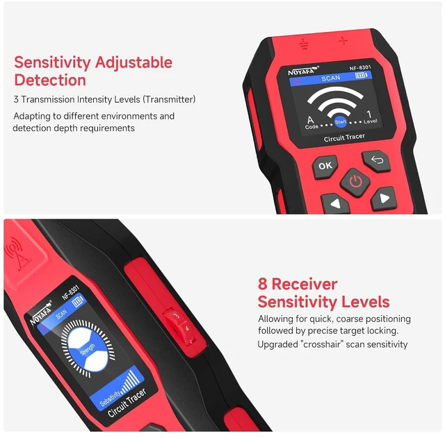 Alt view image 4 of 7 - NOYAFA NF-8301 Circuit Tracer - Underground Circuit Breaker Finder & Digital Multimeter, 8 Level Sensitivity Adjustment, Rechargeable Wire Tracer for Fuses, Irrigation, Wall Wires