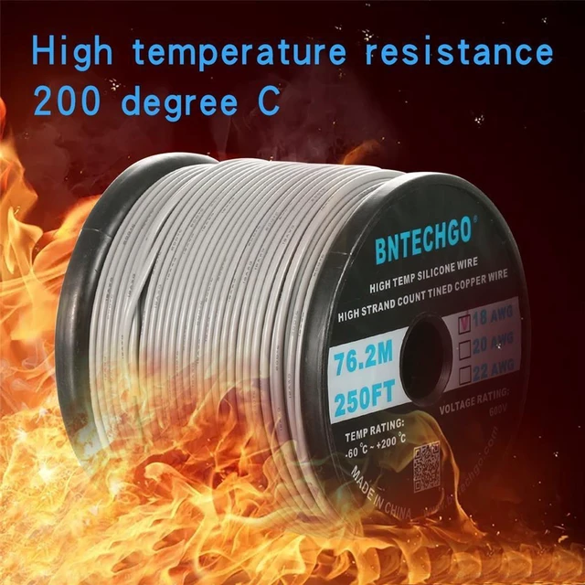 Alt view image 5 of 6 - BNTECHGO 18 Gauge Silicone Wire Spool Gray 250 feet Ultra Flexible High Temp 200 deg C 600V 18 AWG Silicone Rubber Wire 150 Strands of Tinned Copper Wire Stranded Wire for Model Low Impedance
